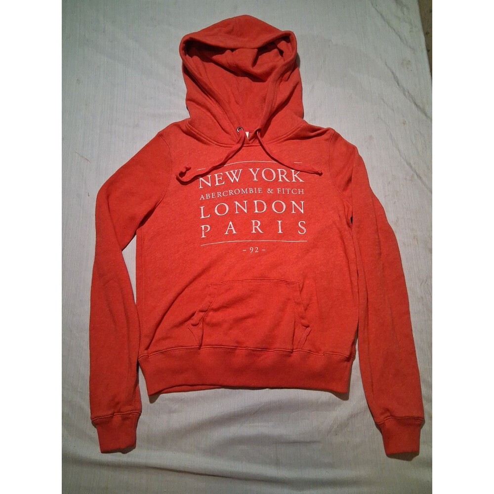 Vintage Abercrombie & Fitch Hoodie Medium Red  Y2K Logo Pullover 2000s New York